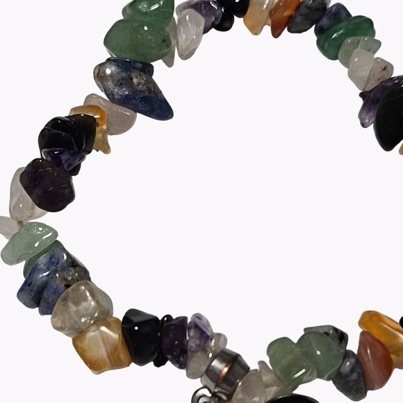 Gemstone Nugget Bracelet Black Charm Lisa Stretch Elastic Fashion Jewelry Women - Picture 3 of 4